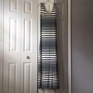 Black and white striped maxi dress